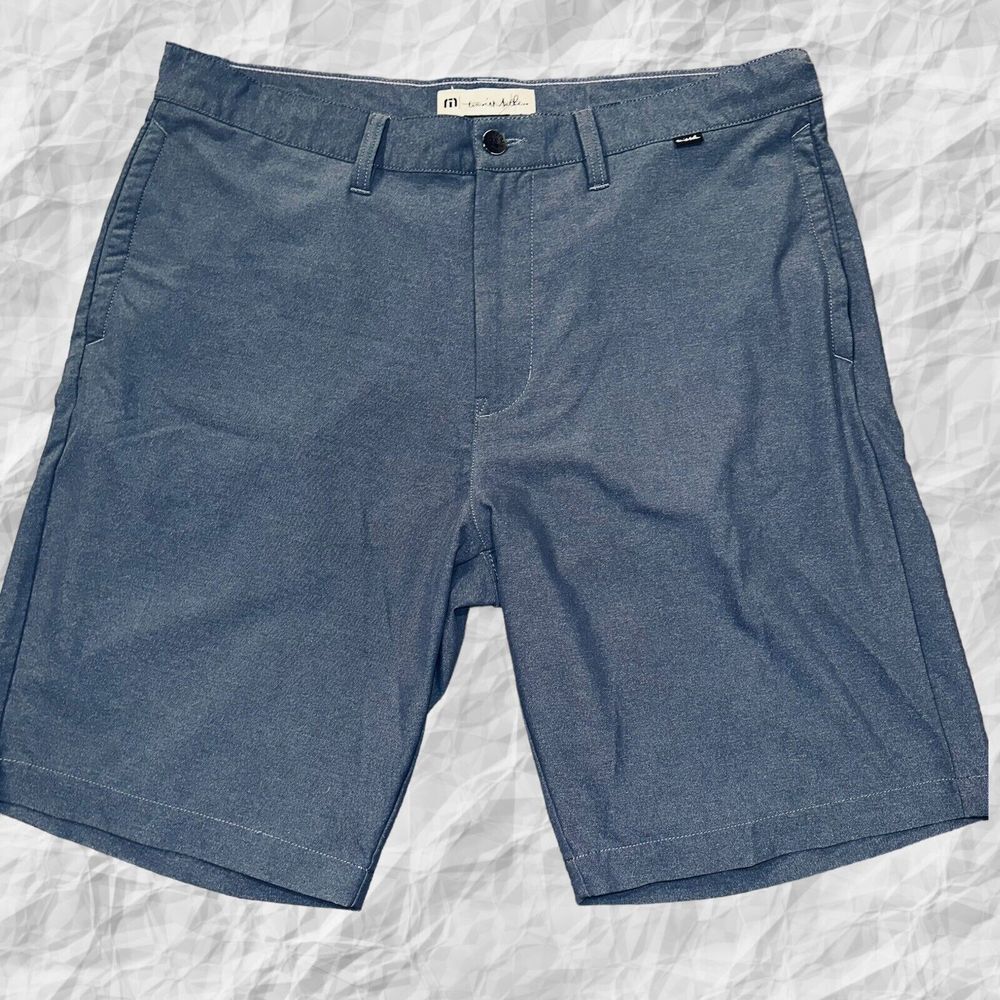 Travis Mathew Nylon Poly Spandex Performance Golf Shorts 36X10 Steel Blue
